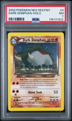 2002 POKEMON NEO DESTINY #3 DARK DONPHAN-HOLO PSA 7 - Image 1