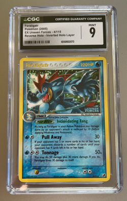CGC 9 INVERTED HOLO ERROR Feraligatr #4 Unseen Forces Reverse Holo Pokemon 2005 - Image 1