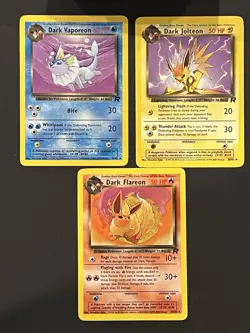 Pokemon Team Rocket Dark Vaporeon Flareon & Jolteon Lot Of 3 - Image 1