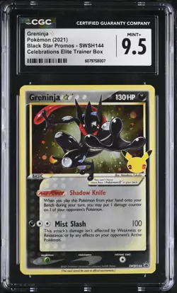 CGC 9.5 MINT+ Greninja Gold Star 2021 Black Star Promos SWSH144 Pokemon Card - Image 1