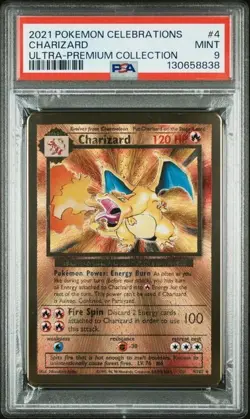 Charizard 2021 Pokemon Celebrations Ultra Premium Collection #4 Metal Gold PSA 9 - Image 1