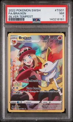 2022 POKEMON SWORD & SHIELD SILVER TEMPEST #TG01 FULL ART/BRAIXEN PSA 7 - Image 1