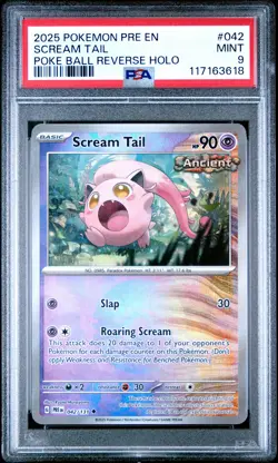 2025 POKEMON PRE POKE BALL REVERSE HOLO #042 SCREAM TAIL PSA 9 - Image 1