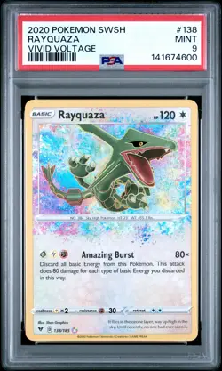 2020 POKEMON SWORD & SHIELD VIVID VOLTAGE #138 RAYQUAZA PSA 9 - Image 1