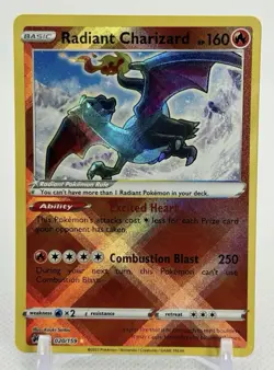 Radiant Charizard 020/159 Radiant Rare Holo Crown Zenith NM Pokemon - Image 1