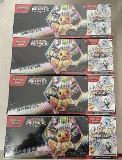 (4) Sam’s Club Pokemon Prismatic Evolutions Surprise Box & Booster Bundle SEALED - Image 1