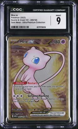 CGC 9 MINT Mew Ex 205/165 Gold METAL 151 UPC PROMO Pokemon Card - Image 1