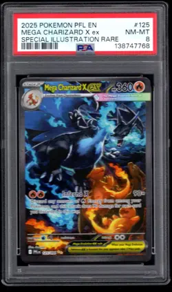 2025 POKEMON PFL EN MEGA CHARIZARD SPECIAL ILLUSTRATION RARE 125/094 PSA 8 - Image 1