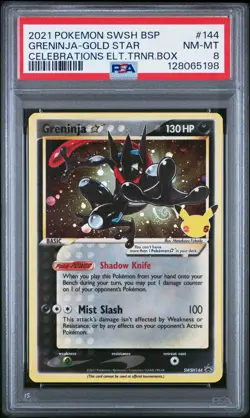 2021 POKEMON SWSH CELEBRATIONS ETB #144 GRENINJA-GOLD STAR PSA 8 - Image 1
