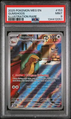 2025 POKEMON MEG EN-MEGA EVOLUTION ILLUSTRATION RARE #153 GUMSHOOS PSA 9 - Image 1