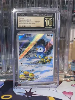 CGC 10 PRISTINE Piplup Illustration Rare 098/094 Phantasmal Flames Pokemon 2025 - Image 1