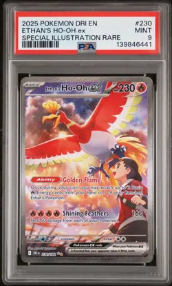 2025 Pokemon DRI En Ethan's Ho-Oh Ex Special Illustration Rare #230 PSA 9 Mint - Image 1
