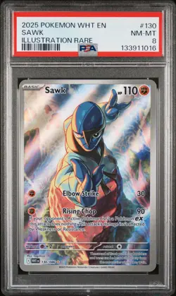 2025 POKEMON WHT EN-WHITE FLARE ILLUSTRATION RARE #130 SAWK PSA 8 - Image 1