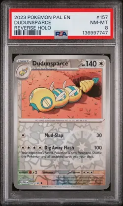 2023 POKEMON PAL EN-PALDEA EVOLVED REVERSE HOLO #157 DUDUNSPARCE PSA 8 - Image 1
