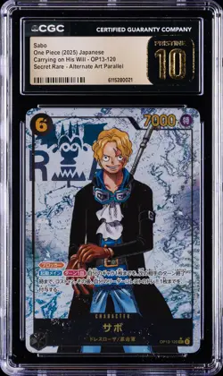 2025 ONE PIECE JPN CARRYING ON HIS WILL ALT ART #OP13-120 SABO CGC 10 PRISTINE - Image 1