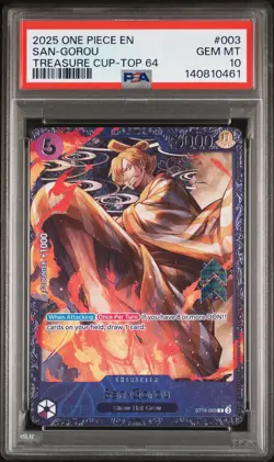 2025 ONE PIECE PROMOS TREASURE CUP-TOP 64 #003 SAN-GOROU PSA 10 - Image 1