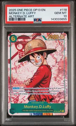 2025 ONE PIECE OP13-CARRYING ON HIS WILL ALTERNATE ART MONKEY D. LUFFY PSA 10 - Image 1