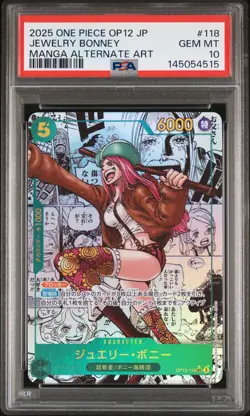 2025 ONE PIECE JAPANESE MANGA ALTERNATE ART OP12-118 JEWELRY BONNEY PSA 10 - Image 1