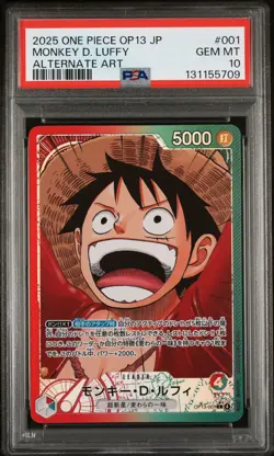 2025 ONE PIECE JPN OP13-CARRYING ON HIS WILL ALT ART MONKEY D. LUFFY PSA 10 - Image 1