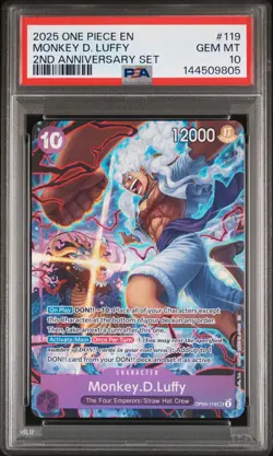 2025 ONE PIECE ENGLISH VERSION 2ND ANV SET #119 MONKEY D. LUFFY PSA 10 - Image 1
