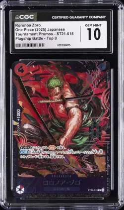 2025 ONE PIECE JPN TOURNAMENT FLAGSHIP BATTLE RORONOA ZORO CGC 10 GEM MINT - Image 1