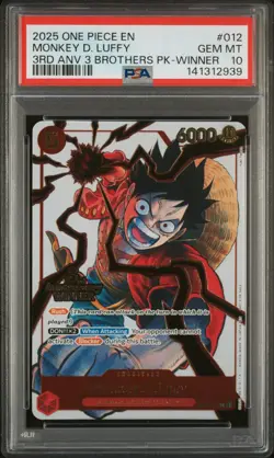 2025 ONE PIECE 3RD ANV TOURNAMENT 3 BROTHERS PACK WINNER MONKEY D. LUFFY PSA 10 - Image 1