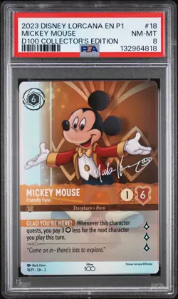 2023 DISNEY LORCANA EN P1-PROMO #18 MICKEY MOUSE - FRIENDLY FACE PSA 8 - Image 1