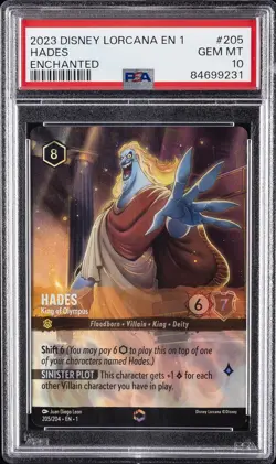 2023 DISNEY LORCANA EN 1-THE FIRST CHAPTER ENCHANTED #205 HADES PSA 10 - Image 1