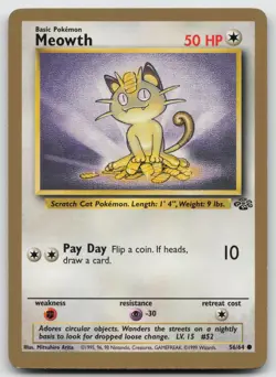 Meowth - (Gold Bordered Fruit Rollup Promo) Jungle WOTC 56/64 LP - Image 1