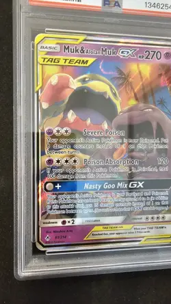 MUK & ALOLAN MUK GX 2019 Pokemon Sun & Moon Unbroken Bonds Tag Team #61 PSA 9 - Image 4