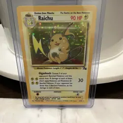 Raichu Fossil Holo Rare 14/62 90HP Unlimited Stage 1 English Pokemon TCG Card - Image 1