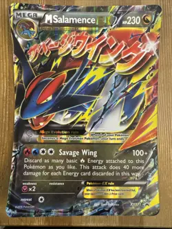 Mega M Salamence EX XY171 Ultra Rare Holo Promo Card Pokemon TCG JUMBO DAMAGED - Image 1