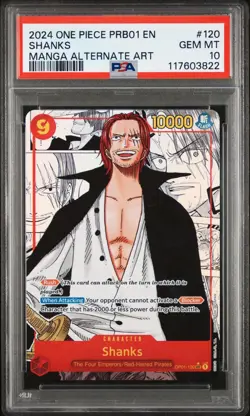 Shanks Manga OP01-120 PRB Premium Booster PSA 10 One Piece Card Game LOW POP - Image 1
