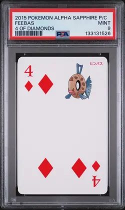2015 POKEMON ALPHA SAPPHIRE PLAYING CARDS 4 OF DIAMONDS FEEBAS PSA 9 - Image 1