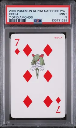 2015 POKEMON ALPHA SAPPHIRE PLAYING CARDS 7 OF DIAMONDS KIRLIA PSA 9 - Image 1