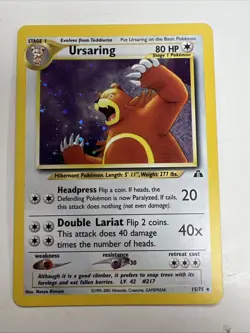 Pokemon TCG Ursaring #15/75 Neo Discovery Holo NM Condition - Image 1