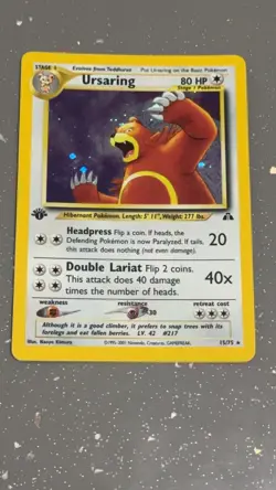 Ursaring 15/75 1st Edition Holo Pokemon TCG Neo Discovery Set - Image 1