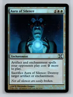 Magic MTG 10th Edition Aura of Silence Foil #6/3893 12124 - Image 1