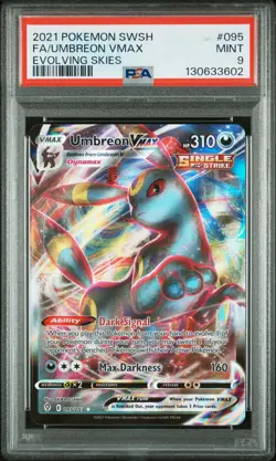 2021 POKEMON SWORD & SHIELD EVOLVING SKIES #095 FULL ART/UMBREON VMAX PSA 9 - Image 1