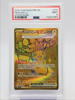 PIKACHU EX 2025 POKEMON PRISMATIC EVOLUTIONS HYPER RARE H 179/131 PSA 9 Q0004 - Image 1