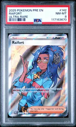 2025 POKEMON PRE EN-PRISMATIC EVOLUTIONS ULTRA RARE #142 RAIFORT PSA 8 - Image 1