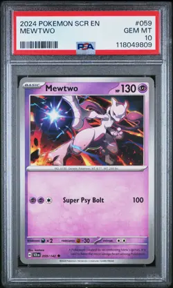 2024 POKEMON SCR EN-STELLAR CROWN #059 MEWTWO PSA 10 - Image 1
