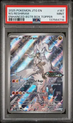 2025 POKEMON JTG EN-JOURNEY TOGETHER ENHANCED BOOSTER BOX N'S RESHIRAM PSA 9 - Image 1