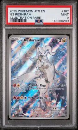 2025 POKEMON JTG EN-JOURNEY TOGETHER ILLUSTRATION RARE #167 N'S RESHIRAM PSA 9 - Image 1