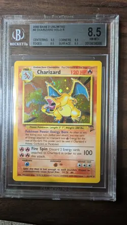 Pokemon 2000 Charizard Base Set 2 Unlimited Holo BGS 8.5 NM-MT+ Centering 9.5 - Image 3
