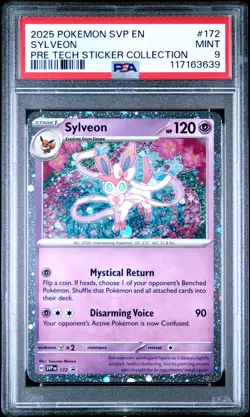 2025 POKEMON PRISMATIC EVOLUTIONS TECH STICKER COLLECTION SYLVEON PSA 9 - Image 1