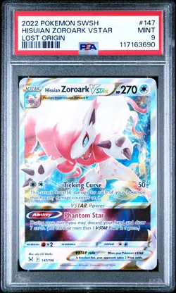 2022 POKEMON SWORD & SHIELD LOST ORIGIN #147 HISUIAN ZOROARK VSTAR PSA 9 - Image 1