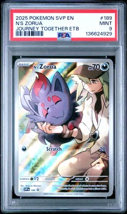 2025 POKEMON SVP JOURNEY TOGETHER ETB PROMO #189 N'S ZORUA PSA 9 - Image 1