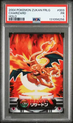 2004 CARDDASS POKEMON ZUKAN FIRERED LEAFGREEN HOLO #003 CHARIZARD PSA 1 - Image 1