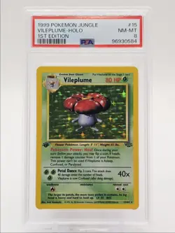 VILEPLUME 1999 POKEMON JUNGLE 1ST EDITION HOLO RARE 15/64 PSA 8 Q0004 - Image 1